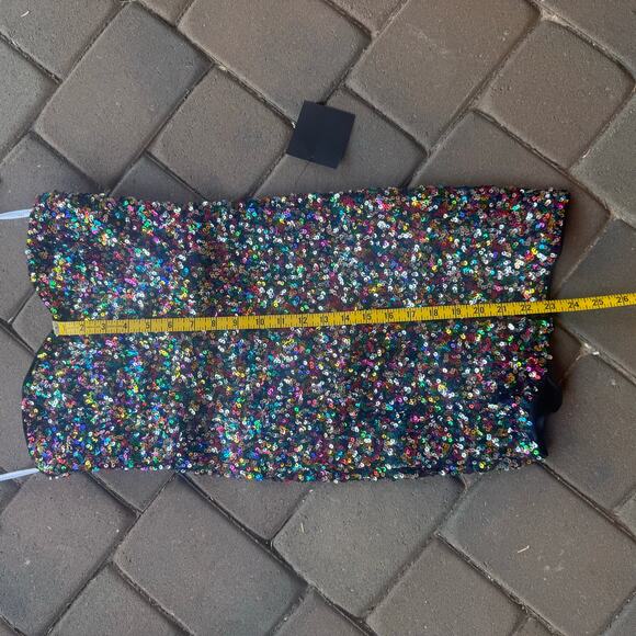 Lulus All that Dazzle Silver Multi Sequin Strapless Bodycon Mini Dress - Picture 5 of 10